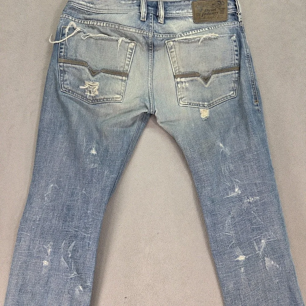 Diesel Zathan Jeans Mens Blue Denim Distressed Straight‎ Wash 0073Y Fits 32x30